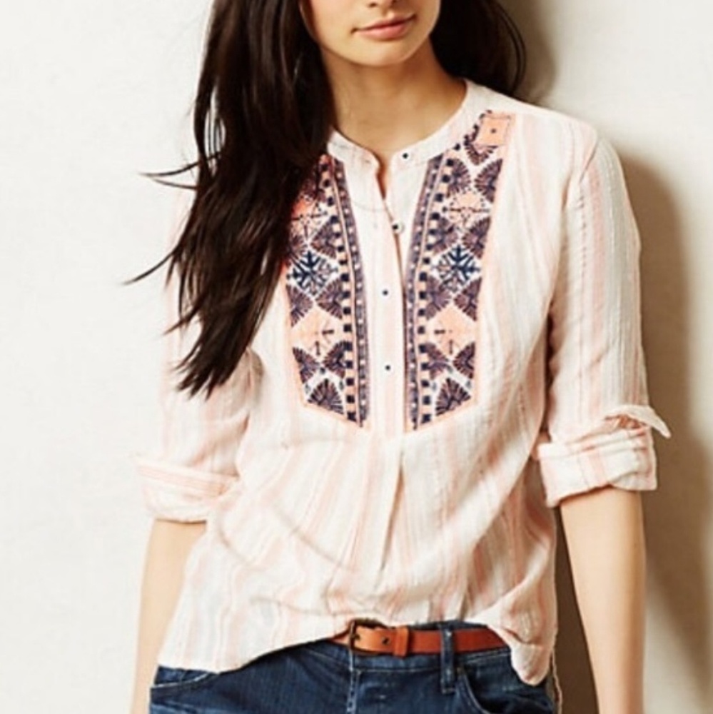 anthropologie | holding horses embroidered popover